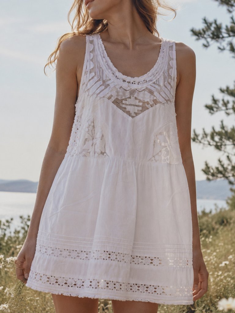 Sea Ny White Cottagecore Lace Mini Dress Size 0